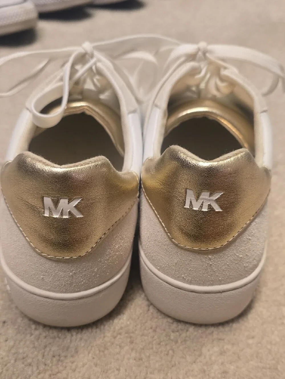 Michael Kors White Sneakers with Gold Heel Detail